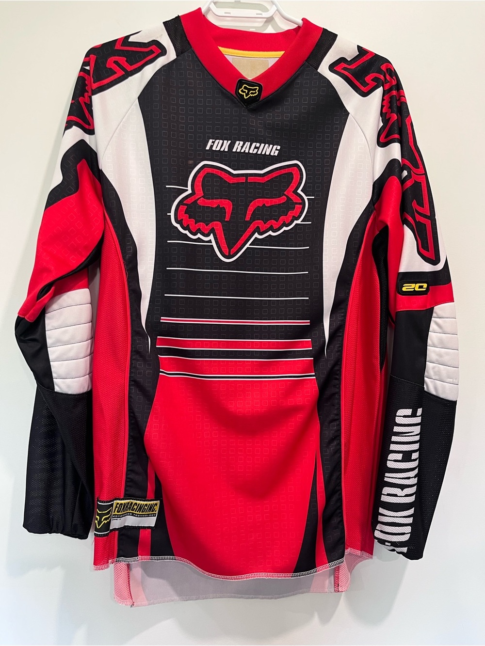 Fox Men’s M Red, Black & White Motocross Jersey Dirt Biking Y2K Racing Motocross